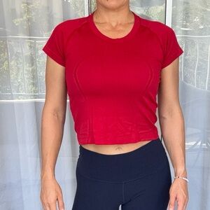 Lululemon Athletica Swiftly Tech Short Sleeve Red Crop T-Shirt